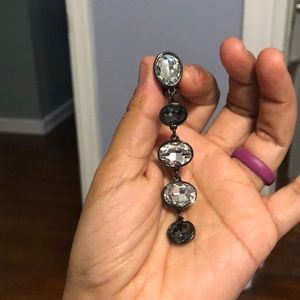 Dangly rhinestone clip-on earrings.